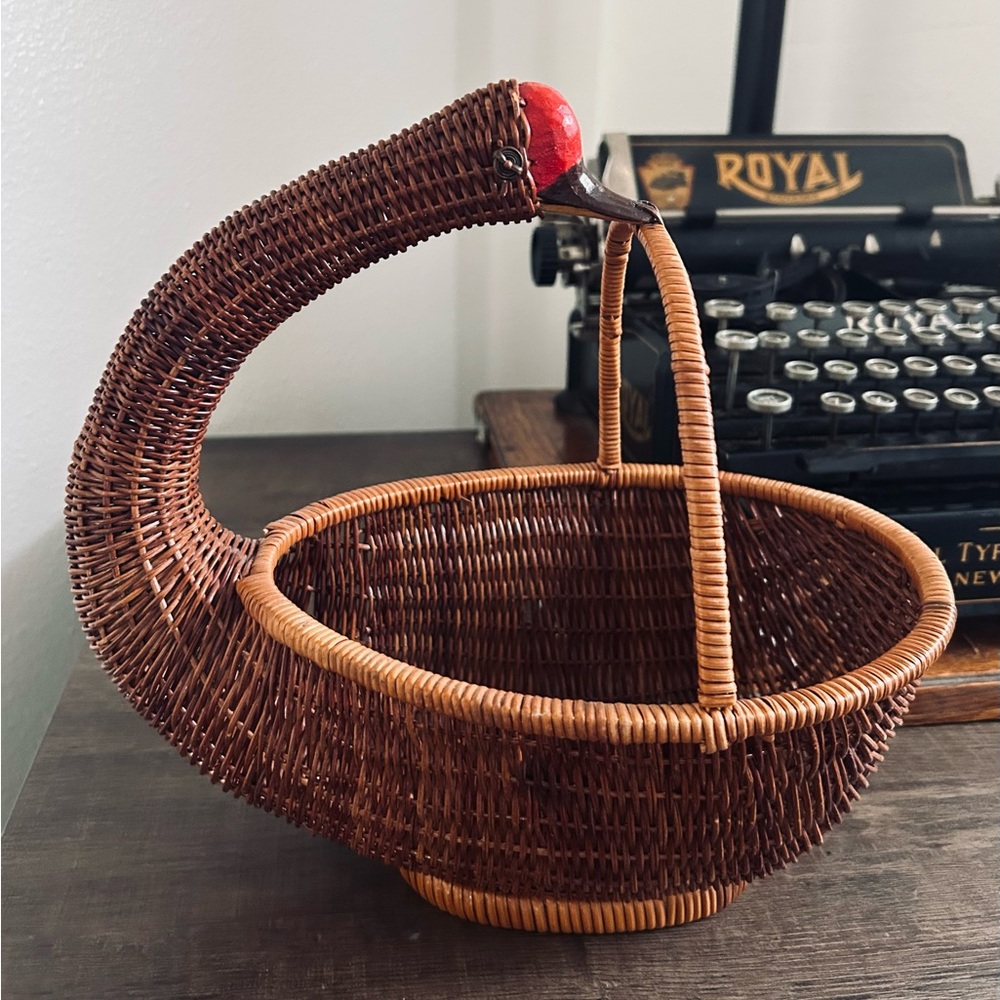 Vintage Wicker Duck Basket